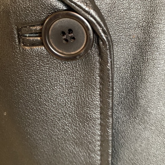 Dunne & Cole Leather Jacket blazer coat Womens L longline vintage classic Simple - Picture 3 of 8